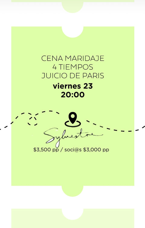 CENA MARIDAJE JUICIO DE PARIS EN Sylvestre. Viernes 23 de Mayo